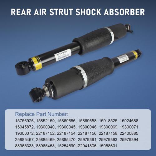2 Pack Rear Air Strut Shock Absorber Compatible with 2002-2014 Cadillac Escalade Chevrolet Avalanche Suburban Tahoe GMC Yukon Replace# 15756926, 25979391, 25979393
