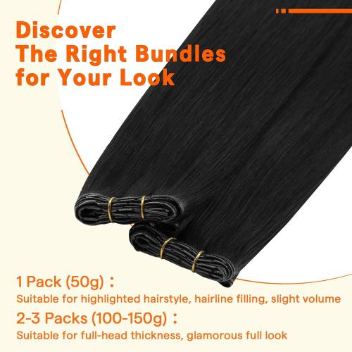 Full Shine Butterfly Weft Hair Extensions Human Hair 8 20 Inch Jet Black Invisible Thin Genius Weft with Double Layered Remy Hair Long Straight Hair Add Length