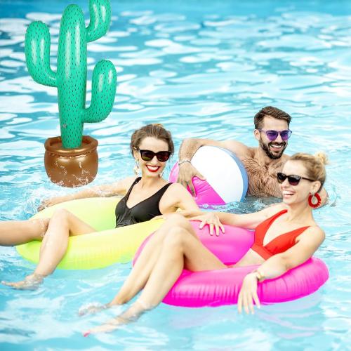 Inflatable Cactus Decoration (34 Inch) for Cinco de Mayo Party, Western Cowboy Theme, Mexican Fiesta, Pool Party Prop for Desert & Tropical Decorations