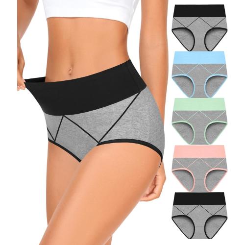 Size L MISSWHO Womens High Waisted Cotton Underwear Full Coverage Soft Double-Layer Waistedband Panties