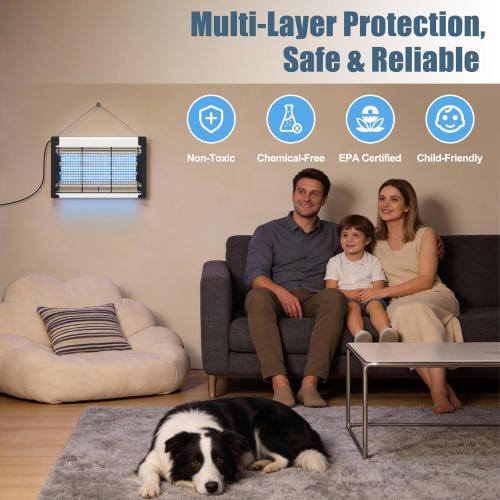 Indoor Bug Zapper, 20W Insect Killer & Mosquito Trap with UV Light, 3-Lamp Electric Fly Zapper for Home, Kitchen, Bedroom & RV