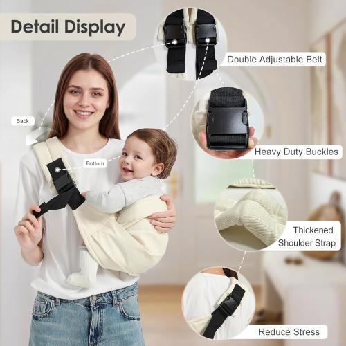 Baby Sling Carrier, Adjustable Baby Carrier Newborn to Toddler Carrier for 7-30lbs, Toddler Sling Carriers, Toddlers Hip Carriers, Black
