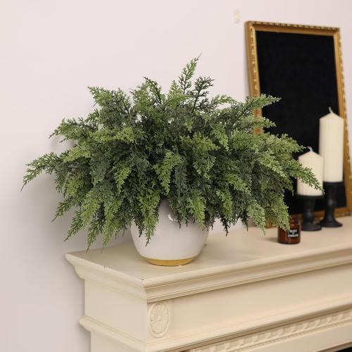 18 Real Touch Cedar Branches -12 Pcs, Artificial Christmas Cedar Branch Realistic Fake Pine Picks Faux Greenery Plants Stem for Vase DIY Crafts Garland Wreath Indoor Outdoor Home Decor