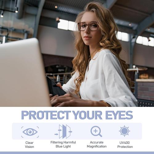 Reading Glasses for Women, 3 pack Fashion Oversized Blue Light Readers for Women, Spring Hinge Cat Eye Glasses Anti Eyestrain (A1 Black Tortoiseshell Purple, 2.75)