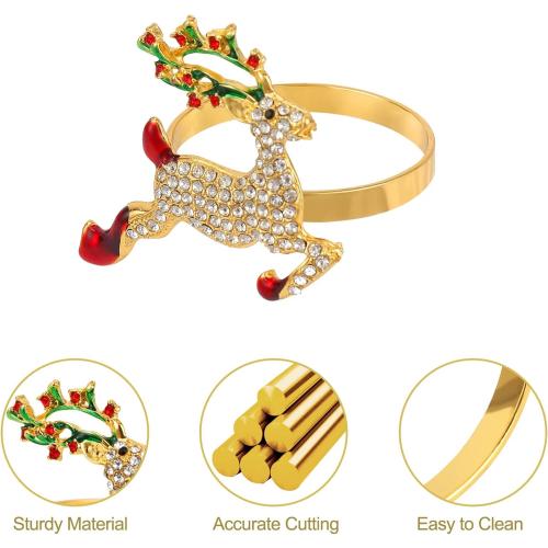 KPOSIYA Christmas Napkin Rings Set of 12, Napkin Rings Holders for Dining Table Setting - Wedding Receptions, Thanksgiving and Home Kitchen for Casual or Formal (Hun he Ring 12)
