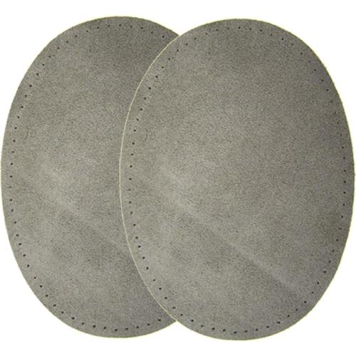 -2 Sew-on Large Natural Suede Leather Elbow Patches Size 4.75 in x 6.5 in w/Perforated Edges for Easy Sewing - (Grey)