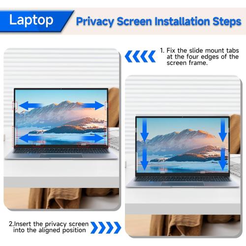 ZOEGAA 4-way 360° Privacy Screen For 14 Inch 16:9 Laptop That Screen Size is 12.2 in Wide and 6.8 in High. Removable Privacy Screen For Laptop Monitor, Anti Glare And Blue Light, Compatible With HP Dell Lenovo Asus Samsung Acer Thinkpad