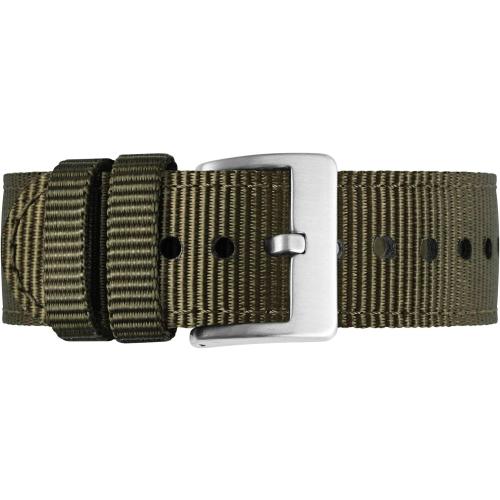 BISONSTRAP Men’s Nylon Watch Bands, Two-Piece Military Watch Straps, Quick Release, Brushed Buckle, Band Width 18mm 19mm 20mm 22mm