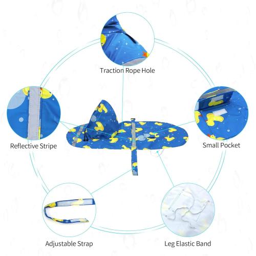 NACOCO Large Dog Raincoat Adjustable-Pet Rubber Ducks Yellow Water Proof Clothes Lightweight Rain Jacket Poncho Hoodies with Strip Reflective Blue (Blue XL, Yellow Duck)