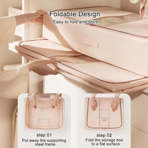 Set 2 Foldable Underbed Storage Bag with Handles, Under Bed Storage Containers, Underbed Storage Box with Clear Window, Closet Organizers and Storage