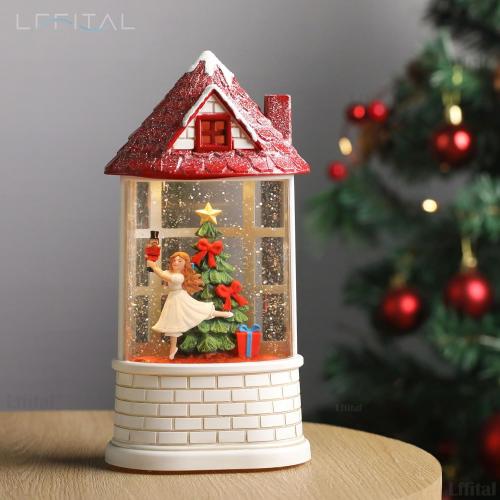 Christmas Snow Globe Ballerina Nutcracker Snow Globe Lantern with Music Glittering Lighted Christmas Tree and Clara Birthday Gift Table Indoor Decoration for Girls,USB and Battery Operated, 8.2