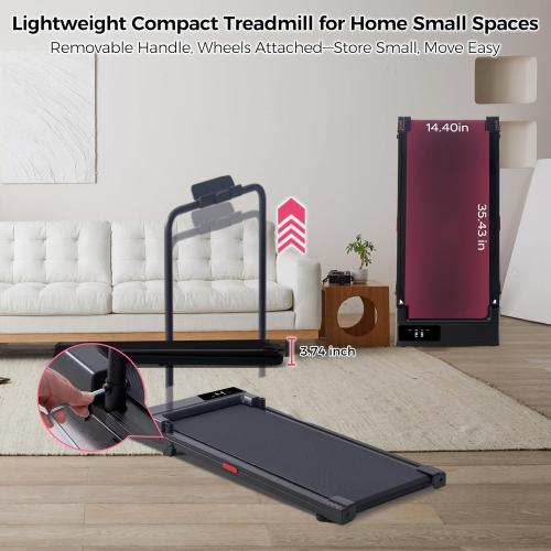 Walking Pad with Handle Bar, 2026 Upgrade Small Walking Pad Treadmill with Incline, 3.0HP Portable Under Desk Treadmill with Handles for Home Small, 0.6-7.6MPH, 350LBS