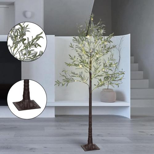 Snokip 6FT Lighted Olive Tree with 270 LED Warm White Lights, Olive Tree with Lights for Wedding, Festival, Indoor and Outdoor Decoration