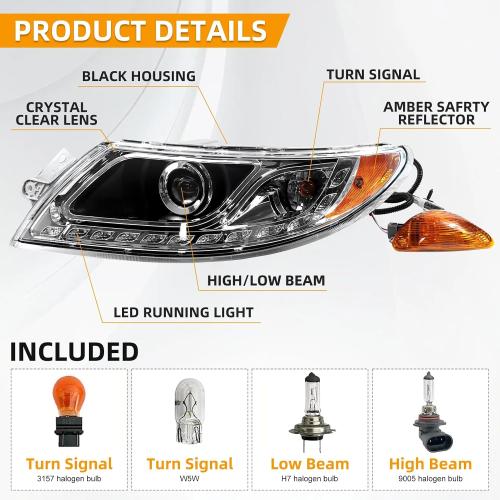 Headlight Fit ForInternational Durastar 4300 Right Passenger Side | Head Light for Durastar 2001-2016 4100/4200 Transtar 8500/8600 2002-2016 Black Housing Headlamp IP68 Waterproof DOT Approved