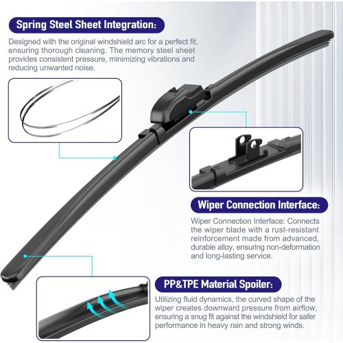 AJK Front Windshield Wiper for Hyundai Tucson 2022 2023 2024 2025, Original Equipment Window Wipers Blades, Conventional, Vehicle Specific Fit, Pack of 2