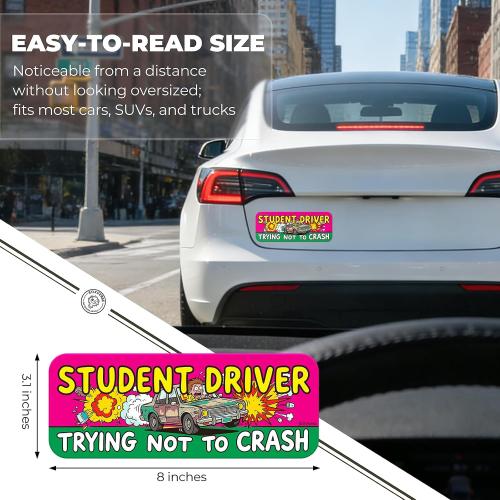 Student Driver Magnet for Car - Funny Reflective New Driver Magnet, Magnetic Student Driver Signs for Vehicle