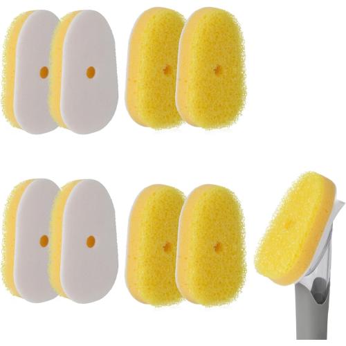 8 Packs Dish Wand Sponge Refills for Scrub Daddy Dish Daddy - Replacement Heads for Dish Sponges, Non Scratch Dish Washing Scrubbers, Ideal for Kitchen Cleaning, Yellow (Only Sponge Heads)