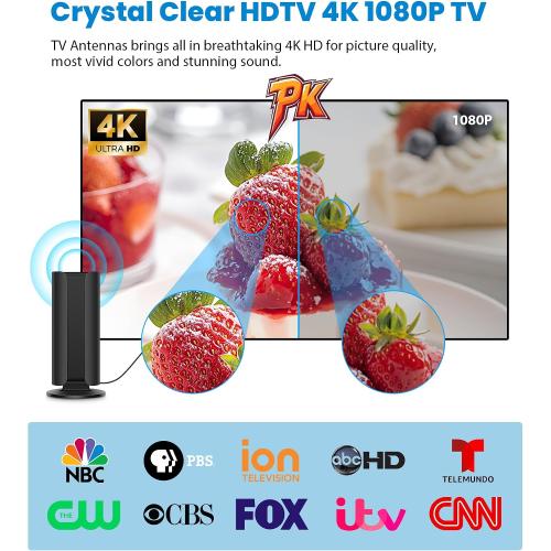 2026 TV Antenna for Smart TV, 5000  Miles Range Strongest Digital HD TV Antenna Indoor Ourdoor with Amplifier Signal Booster, Waterproof Design,8K 4K 1080p Support 360°,33.8FT Cable