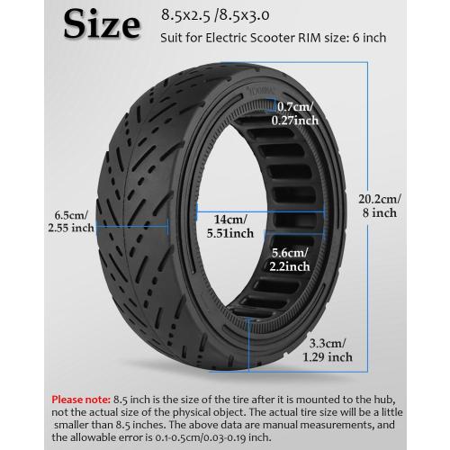 8.5x2.5 Inch Solid Scooter Tire Replacement for Dualtron Mini & Speedway Leger/Pro Electric Scooter Front/Rear Wheel, 8.5 x3 8 1/2 x2.5 Highway solid tire, Anti-slip & Explosion-proof