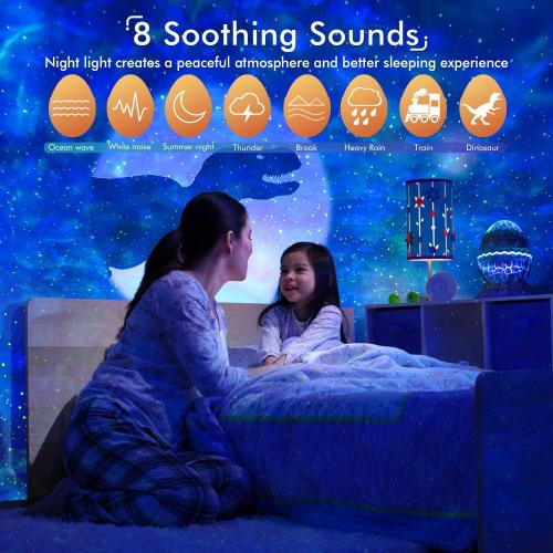 White Rossetta Star Projector, Galaxy Projector LED Lights for Bedroom, App Control Projector with Bluetooth Speaker and White Noise, Night Light for Kids Adults, Christmas, Party, Ceiling, Room Decor