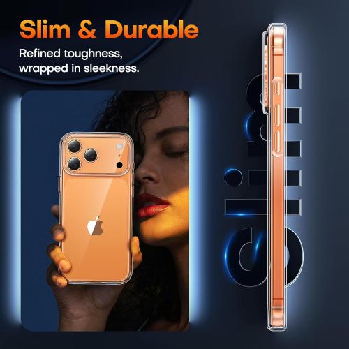 TAURI for iPhone 17 Pro Max Case, Full Camera Protection with Screen Protector, Anti-Yellowing Military-Grade Protection Shockproof Slim Phone Case for iPhone 17 Pro Max Phone Case, Clear