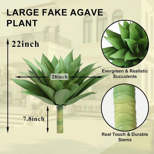 28 inch Artificial Agave Plants, Large Size Fake Succulent Plant, Faux Succulents Stems for Outdoor Indoor Home Decor (Set of 2)