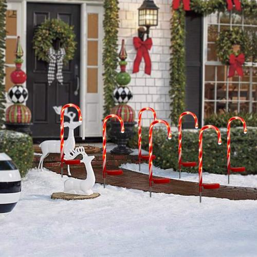 Candy Cane Solar Lights Christams Ourdoor Decoration Clearance - 4 Pack Outdoor Candy Cane Stakes with Built-in LED Lights for Pathway Walkway Christmas Decorations, 23 inch