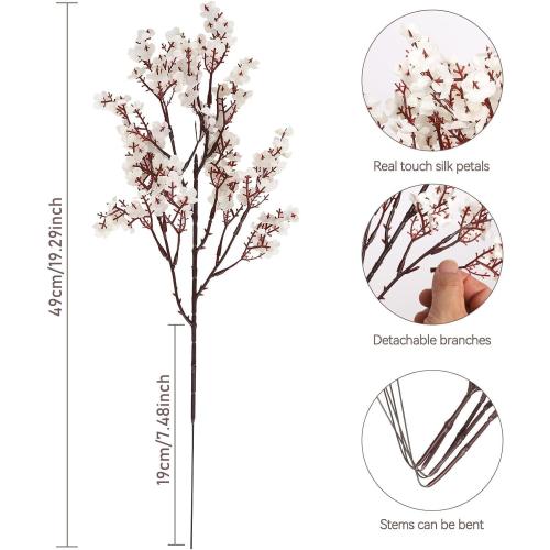 Babys Breath Artificial Flowers, 8 Bundles White Real Touch Fake Flowers Silk Flowers Bulk for Vase Home Office Wedding Spring Indoor Outdoor Centerpiece Table Party Decorations