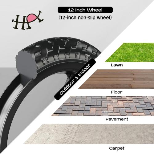 Size 12 Color Black Toddler Balance Bike 12” No Pedal Training Bicycle for Kids 24 Months to 5 Years Tool-Free Adjustments Seat and Handlebar Best Gift for 2-5 Boys Girls