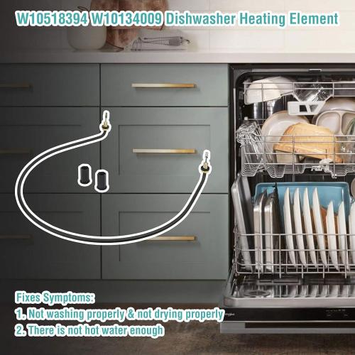 W10518394 W10441445 Dishwasher Heating Element for Whirlpool Kenmore Maytag Replaces W10134009 AP5690151 PS8260087 WDT730PAHZ0 WDF520PADM7 WDF520PADM3 WDF520PADM5 WDT720PADM2 WDT710PAYM3 W10518394VP