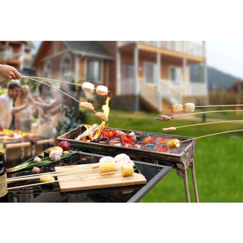 Set of 120 PCS Bamboo Marshmallow Roasting Sticks, SMores Skewers for Fire Pit, Extra Long 30 Inch Heavy Duty 5mm Thick Wooden SMores Sticks for Open Fire Pits Roaster Barbecue Hot Dog Camping Kebab Sausage