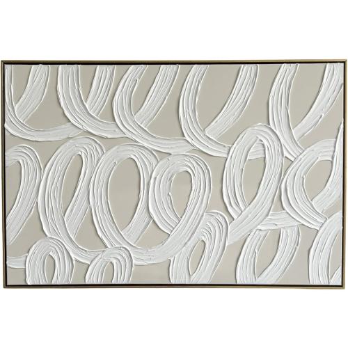 Colleen Karis Designs Textured Abstract Canvas Wall Art, Tonal Plaster Loops Design, Neutral Modern Wall Decor with Gold Frame, Ready to Hang Artwork for Living Room or Bedroom, 24x36 Inches