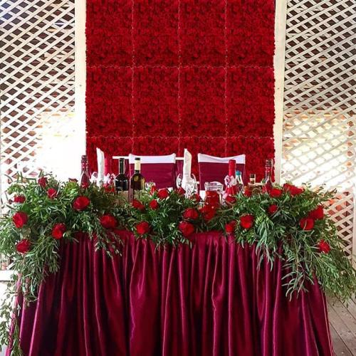 BLOSMON Flower Wall Panel Backdrop - 12 Pcs 24 x 16 Inch Red Artificial Hydrangea Floral Panels for Wedding Party Baby Bridal Shower Decor - 3D Fake Silk Flower Backdrop Decoration