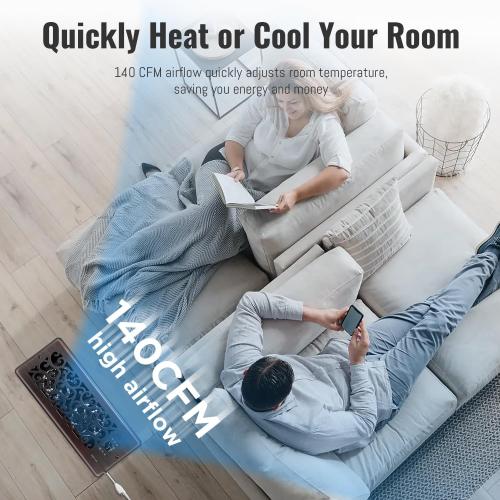 Register Booster Fan for 4 x 12 Register Holes, Quiet Vent Fan Booster with Intelligent Thermostat, Improves Heating Cooling, App Control, 10-Speeds, Charleston Smart Register Vent, ORB