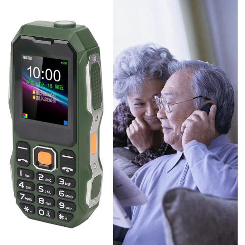 Mini Rugged Cell Phone for Senior, 1.8 Inch Drop Proof and Dust Proof Outdoor Mobile Phone, 5800mAh Battery 32MB Unlocked GSM Cell Phone (OD Green)