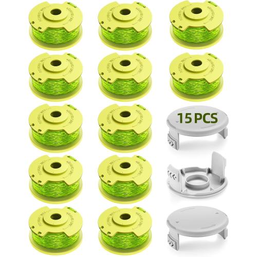 String Trimmer Refill for Ryobi One Plus  AC80RL3,11 FT/0.080-Inch Weed Eater String Compatible with Ryobi Weed Wacker 18v, 24v, and 40v Trimmers (12 Trimmer Line & 3 Trimmer Cap)