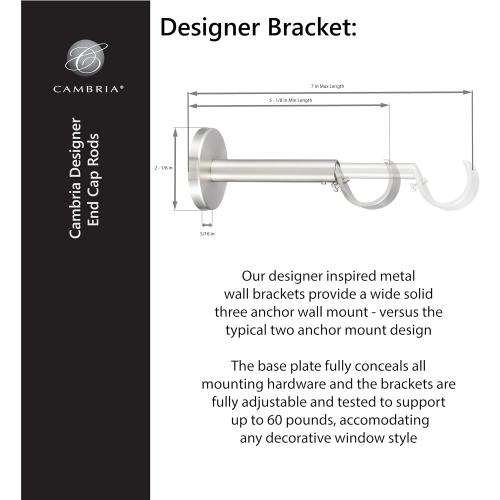 MODE Cambria® Designer Series - Premium 9 foot Custom Curtain Rod - 1-1/8 inch Large Diameter - Non-Adjustable for a Seamless Look - Premium Designer Brackets and End Caps - Brushed Gold Finish