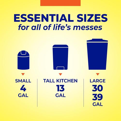 Hefty Essentials 13 Gallon Kitchen Trash Bags, White, Unscented, 120ct
