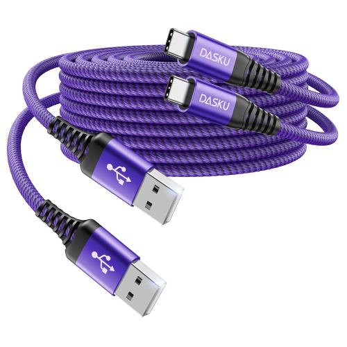 USB A to USB C Cable 60W Fast Charging 6FT, 2Pack USB C Cable for CarPlay | Durable Braided USB to USB C Charger Cord iPhone USB C Cable for iPhone 17 16 15 Pro Max, Samsung Galaxy S26 and More-Purple