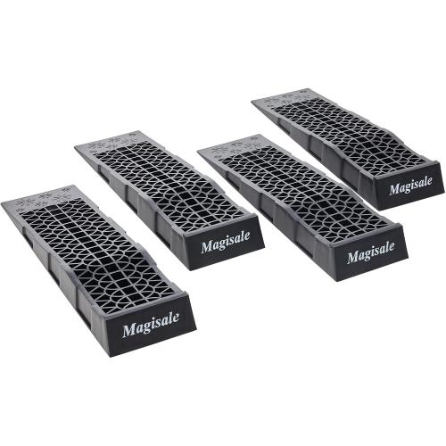 Magisale Low Profile Plastic Car Service Ramps 6 Ton Heavy Duty Truck Vehicle Ramps for Oil Changes& Maintenance- 4 Pack