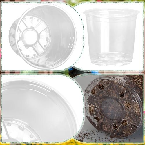 28 Pack 4/5/6/7 Inch Clear Nursery Pots for Plants with Drainage Holes, Clear Plastic Seedling Flower Plant Pot Insert, Seed Starter Pots