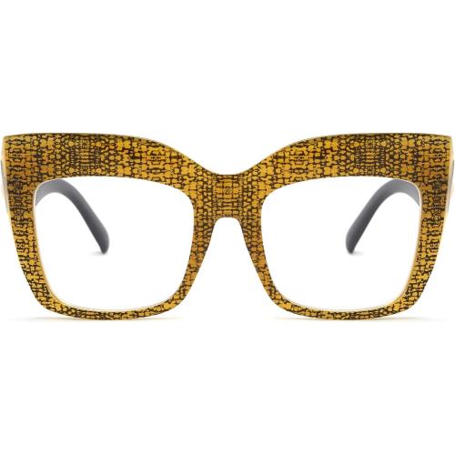 FEISEDY Women's Square Oversized Blue Light Filtering Reading Glasses B2627