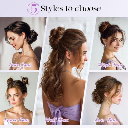 SOFEIYAN Human Hair Bun 100% Real Human Hair 16g Messy Bun Natural Tousled Stretchy Fluffy Donut Updo Elegant Chignon with Elastic Rubber Band Fake Bun Hair Piece for Women - Medium Brown
