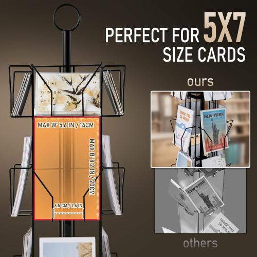 ANBOXIT Greeting Card Display Stand Rotating Rack Holder, for Postcard Sticker Retail, Metal Black, 12 Display Pockets
