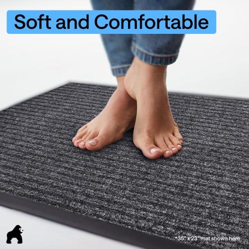 GORILLA GRIP Waterproof Traffic Guard Door Mat, Heavy Duty Entryway Mats, Strong Backing Commercial Utility Rugs for Office Hallway, Garage Floor and Home, Low Profile Carpet