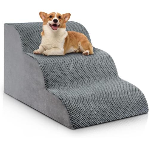 Chic Threads Dog Stairs for Small Dogs, 3-Step Dog Stairs for High Beds and Couch, Pet Steps for Small Dogs and Cats，Non-Slip Stable Indoor Dog Steps