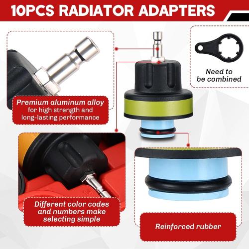18PCS Radiator Pump Pressure Tester Kit | Coolant Pressure Tester Kit Cooling System Pressure Tester Kit for Automotive Cooling System Water Tank Leakage Detection
