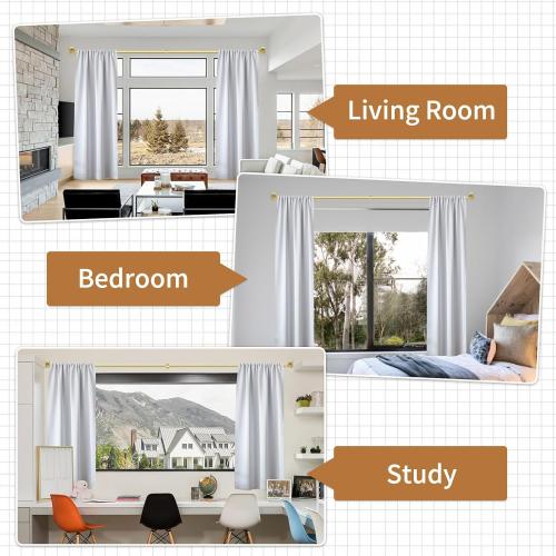 Gold Curtain Rods, Room Darkening Rod for Windows 48 to 90 Inches(4-7.5Ft), Wrap Around Curtain Rods, Heavy Duty Blackout Drapery, Modern Decorative Window Treatment Rod, Gold