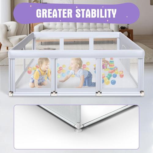 Baby Playpen 74x50 in PlayPen for Babies and Toddlers, Large Play Yards for Indoor & Outdoor with Zipper Gates, Breathable Mesh with Mat