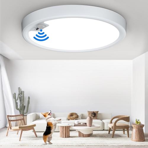 Motion Sensor Ceiling Light Wired, LED Flush Mount Ceiling Light Fixture 18W/1600LM, Motion Sensor Light Indoor for Stair Closet Porch Hallway Laundry, Time Dimmable Ceiling Lights 3000k/4000k/6000k
